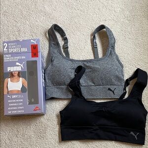 NIB Puma Charcoal Gray & Black Seamless Sports Bras